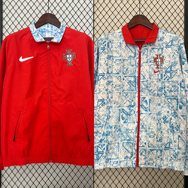 24/25 Portugal Double-sided Windbreaker (Red and White)