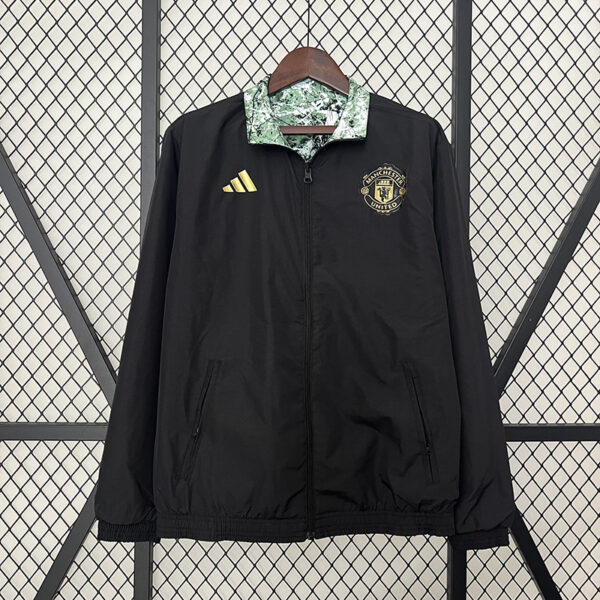 24/25 Manchester United Double-sided Windbreaker (Black and Green)
