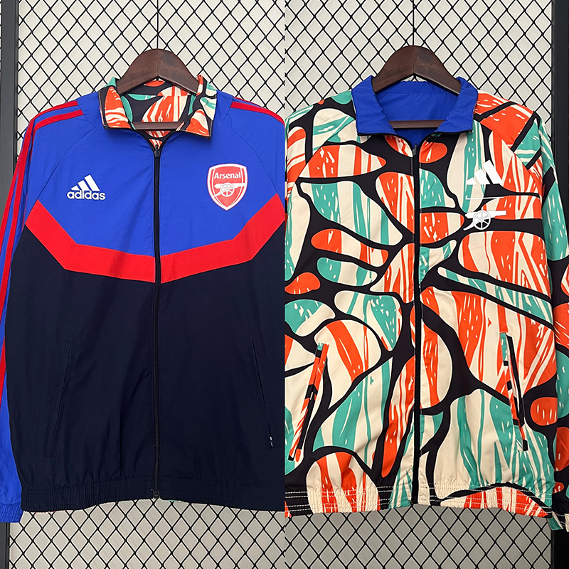 24/25 Arsenal Double-sided Windbreaker (Blue and Orange)