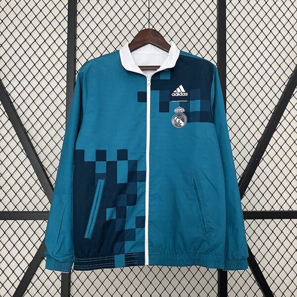 24/25 Real Madrid Retro Double-Sided Windbreaker (White and Blue)