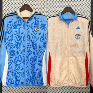 24/25 Manchester United Double-sided Windbreaker (Blue and White)